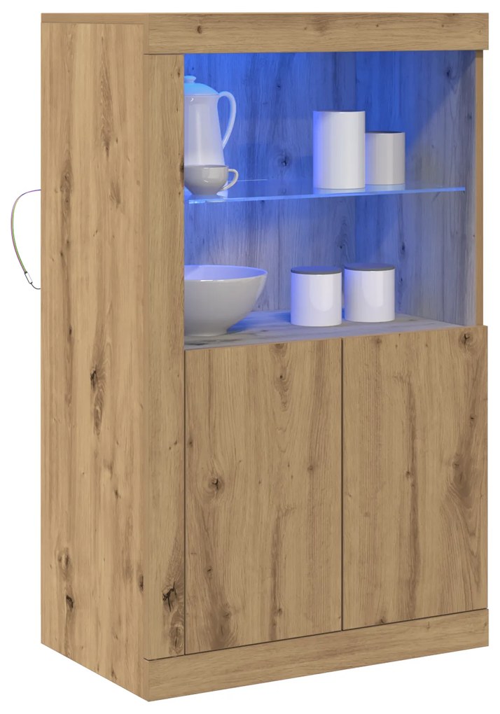 vidaXL Σιφωνιέρα με LED Φώτα Κατασκευής από Δρυς 60,5x37x100 εκ