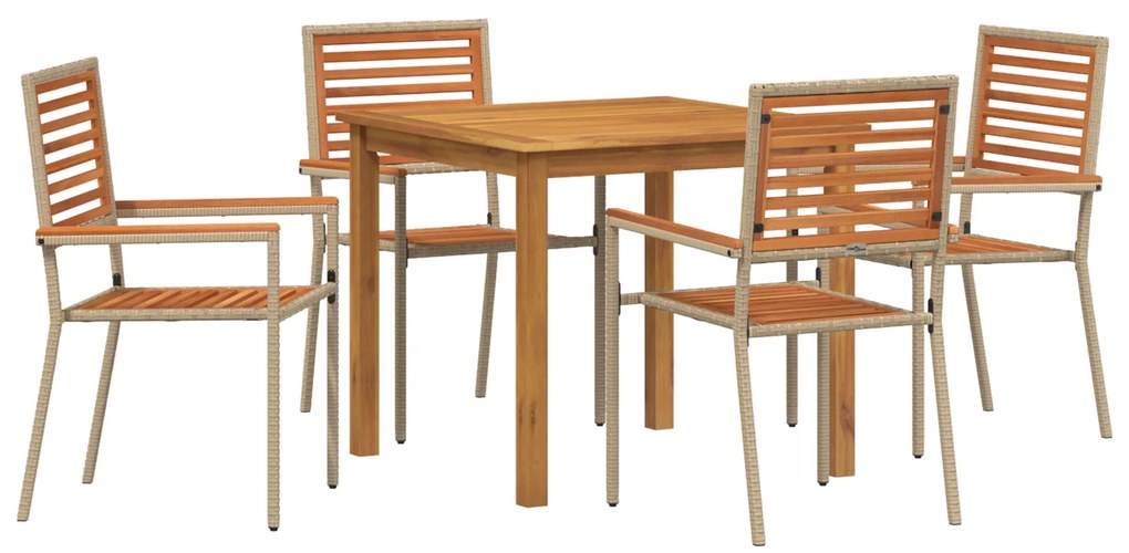 vidaXL Σετ Εξωτερικής Τραπεζαρίας 5 pcs Μπεζ 85 x 85 x 74 cm