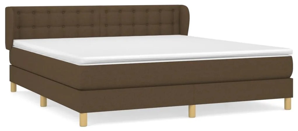 Κρεβάτι Boxspring με Στρώμα Σκούρο Καφέ 160x200 εκ Υφασμάτινο - Καφέ