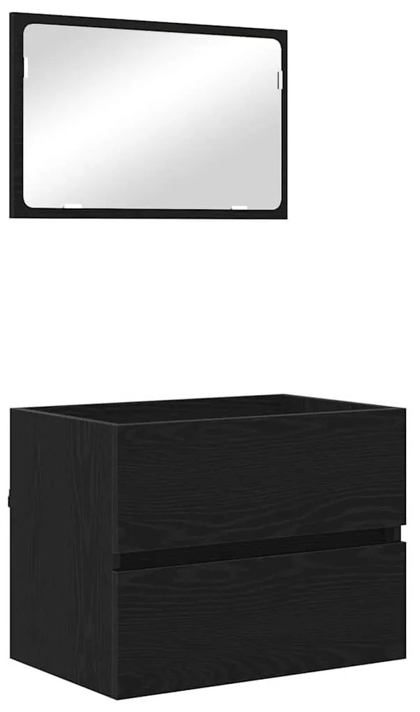 vidaXL Σετ Επίπλων Μπάνιου με συρτάρι 2 pcs Μαύρη Οξυά 57 x 37 x 45 εκ