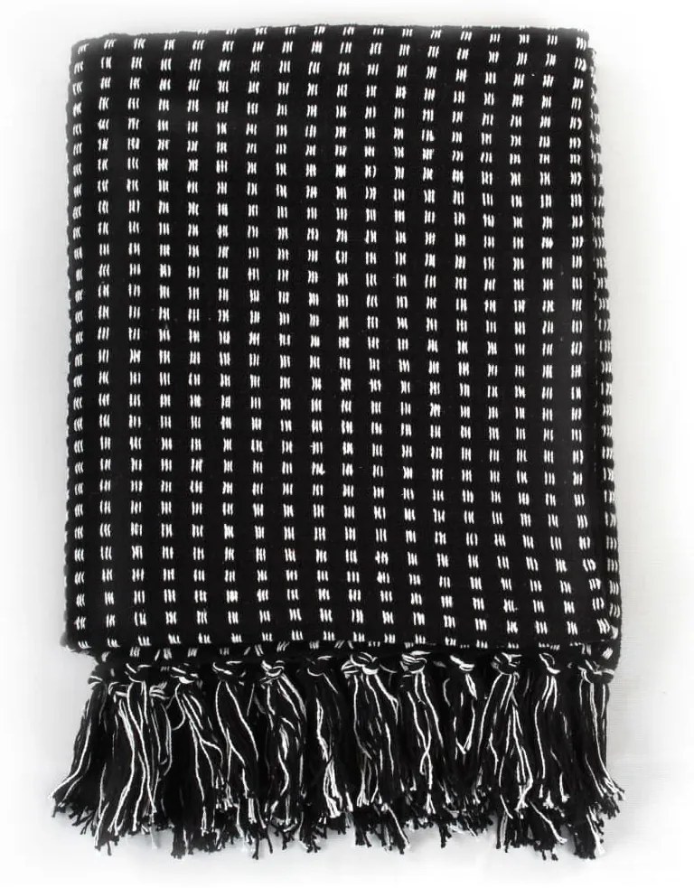 vidaXL Ριχτάρι Καρό Μαύρο 220 x 250 εκ. Βαμβακερό