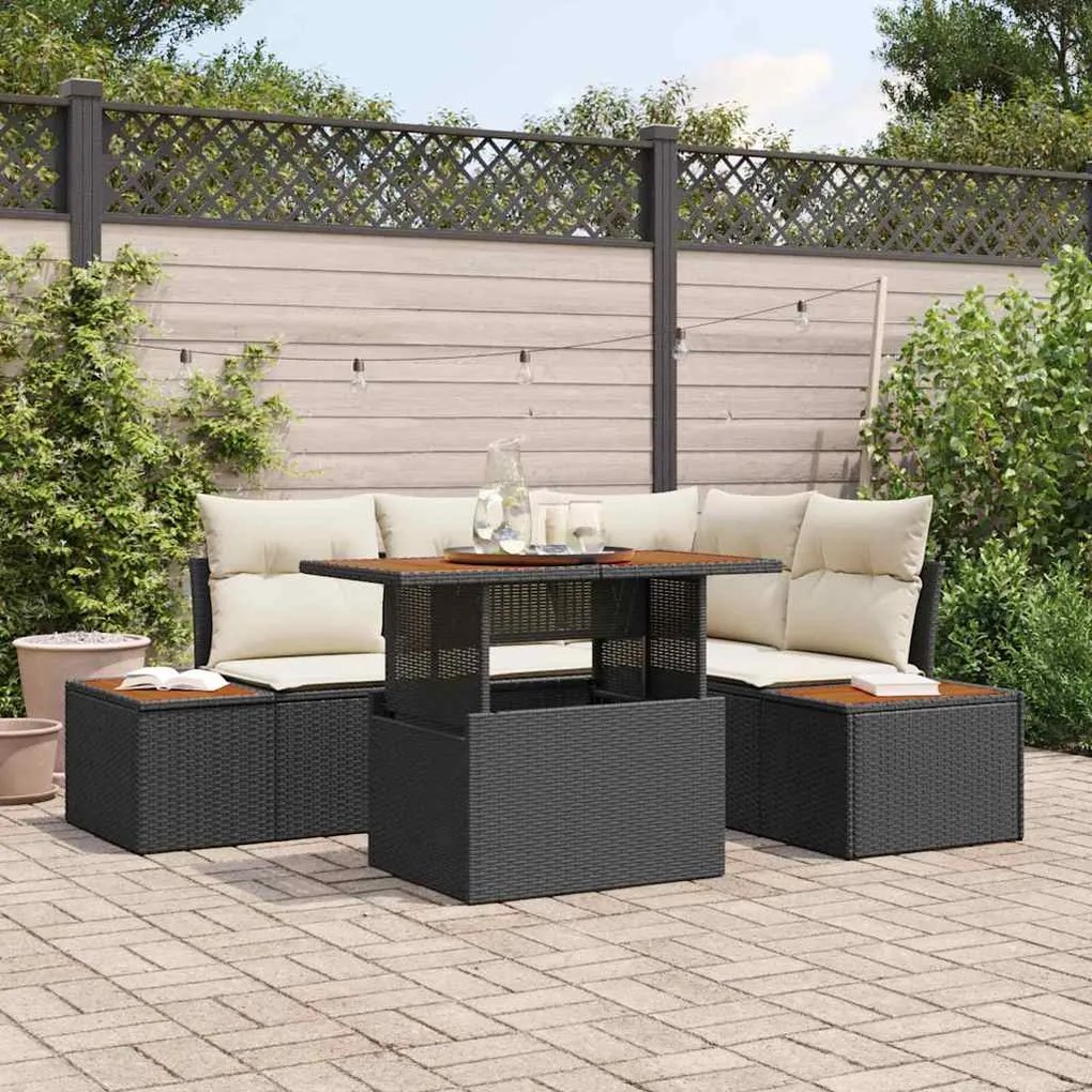 vidaXL Σέτ φαγητού για κήπο 5 pcs Μαύρο, Μπεζ 100 x 55 x 73 εκ