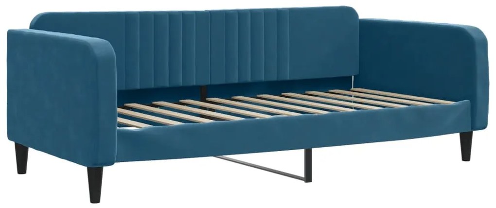 vidaXL Καναπές Κρεβάτι Συρόμενος Μπλε 90x200 εκ. Βελούδινος &amp; Συρτάρια