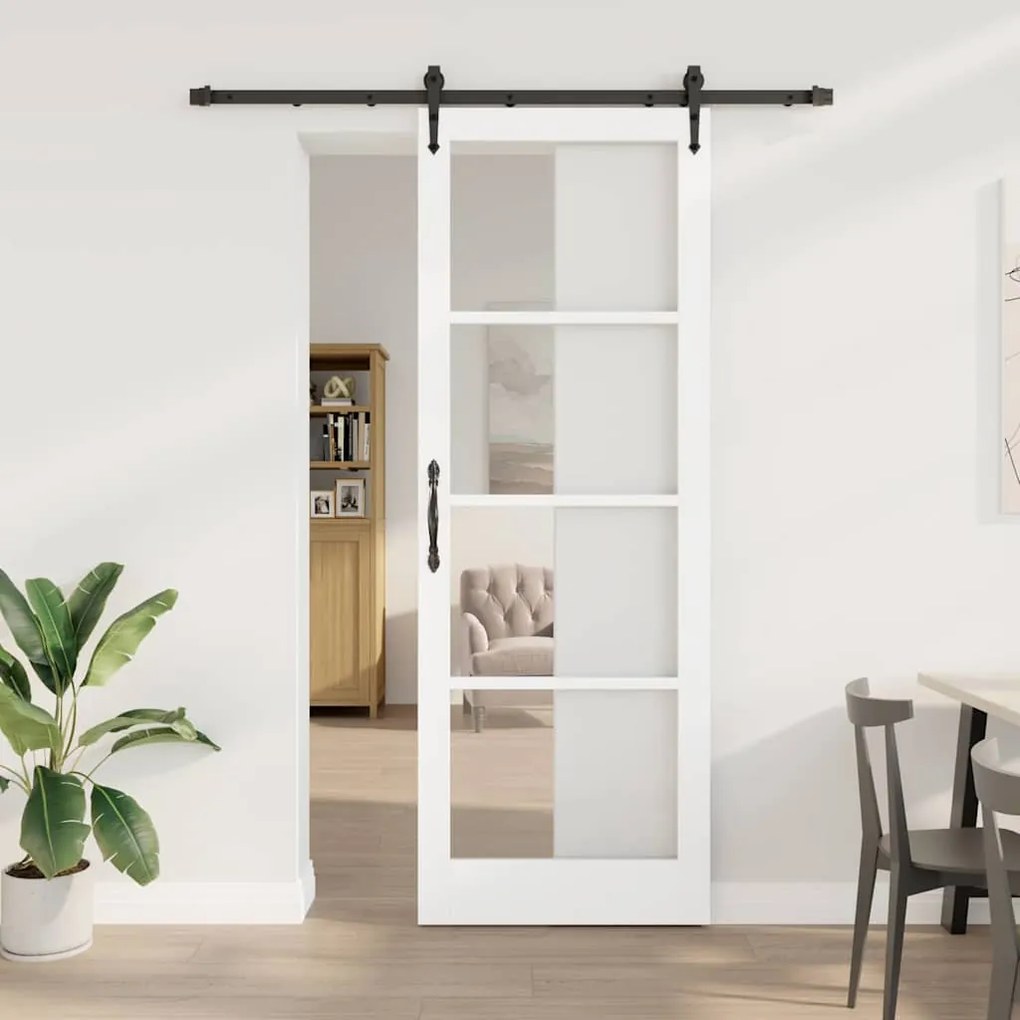 vidaXL Ολισθητή Πόρτα Λευκό 83 x 232 εκ. Ξύλο και μέταλλο