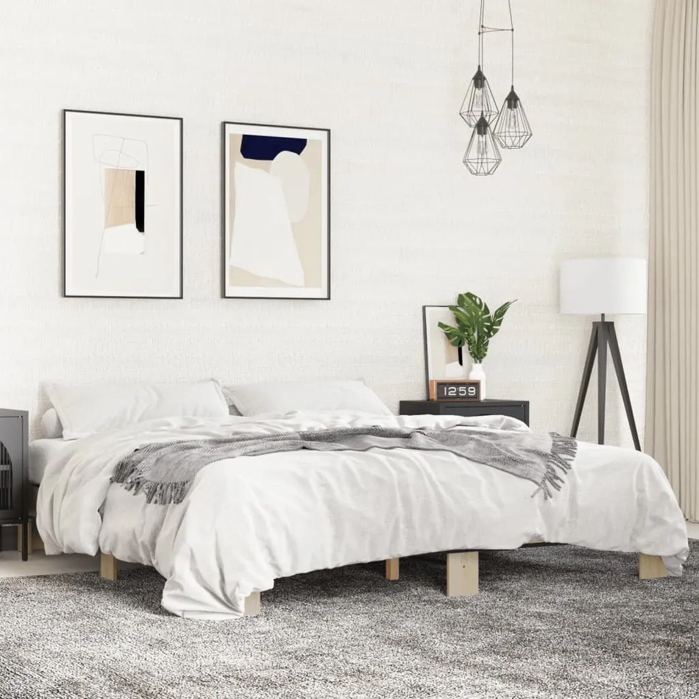 vidaXL Πλαίσιο Κρεβατιού Sonoma Δρυς 200x200 εκ. Επεξ. Ξύλο &amp; Μέταλλο