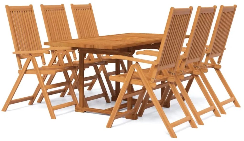 vidaXL Σετ Τραπεζαρίας Κήπου 7 Τεμαχίων από Μασίφ Ξύλο Ακακίας 120-170 εκ.