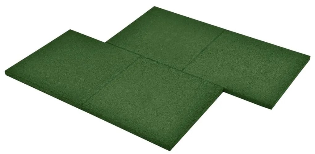Πλάκες Δαπέδου Ασφαλείας 18 τεμ. Πράσινες 50x50x3 εκ. Καουτσούκ - Πράσινο