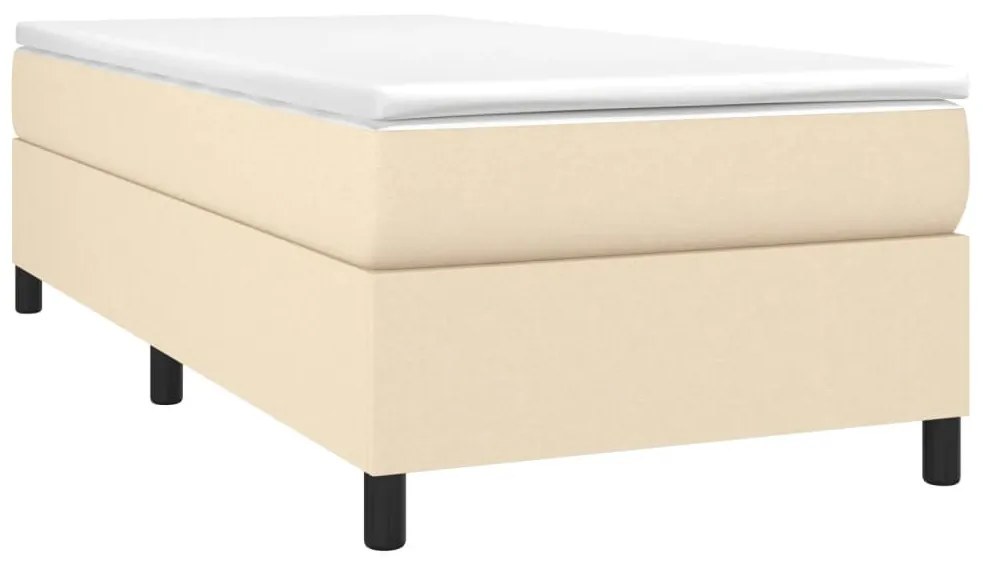 Κρεβάτι Boxspring με Στρώμα Κρεμ 90x190 εκ.Υφασμάτινο - Κρεμ