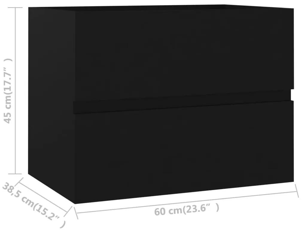 Ντουλάπι Νιπτήρα Μαύρο 60x38,5x45 εκ. Μοριοσανίδα - Μαύρο