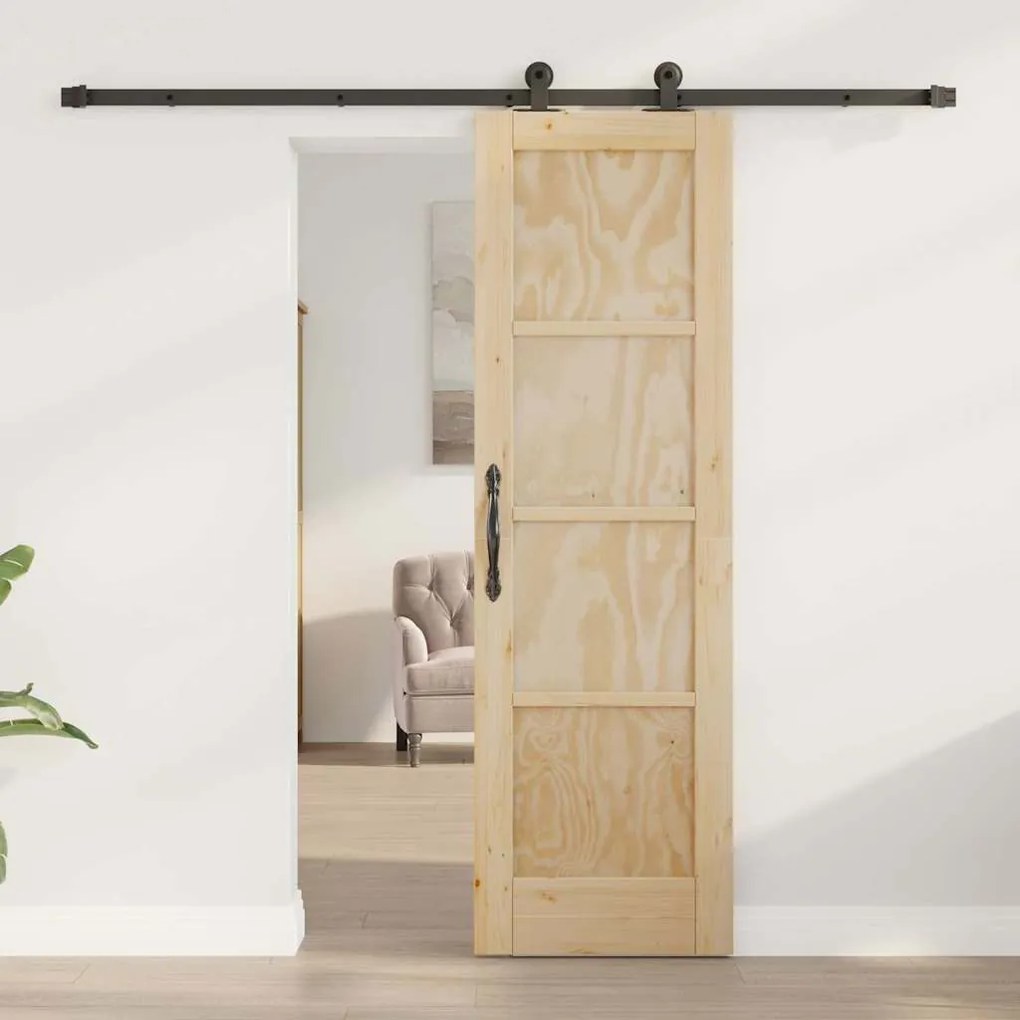 vidaXL Συρόμενη Πόρτα ORKDAL Φυσικό και μαύρο 61 x 198.5 εκ.