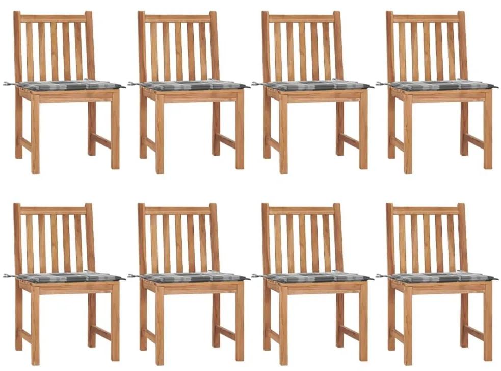 Καρέκλες Κήπου 8 τεμάχια από Μασίφ Ξύλο Teak με Μαξιλάρια - Καφέ