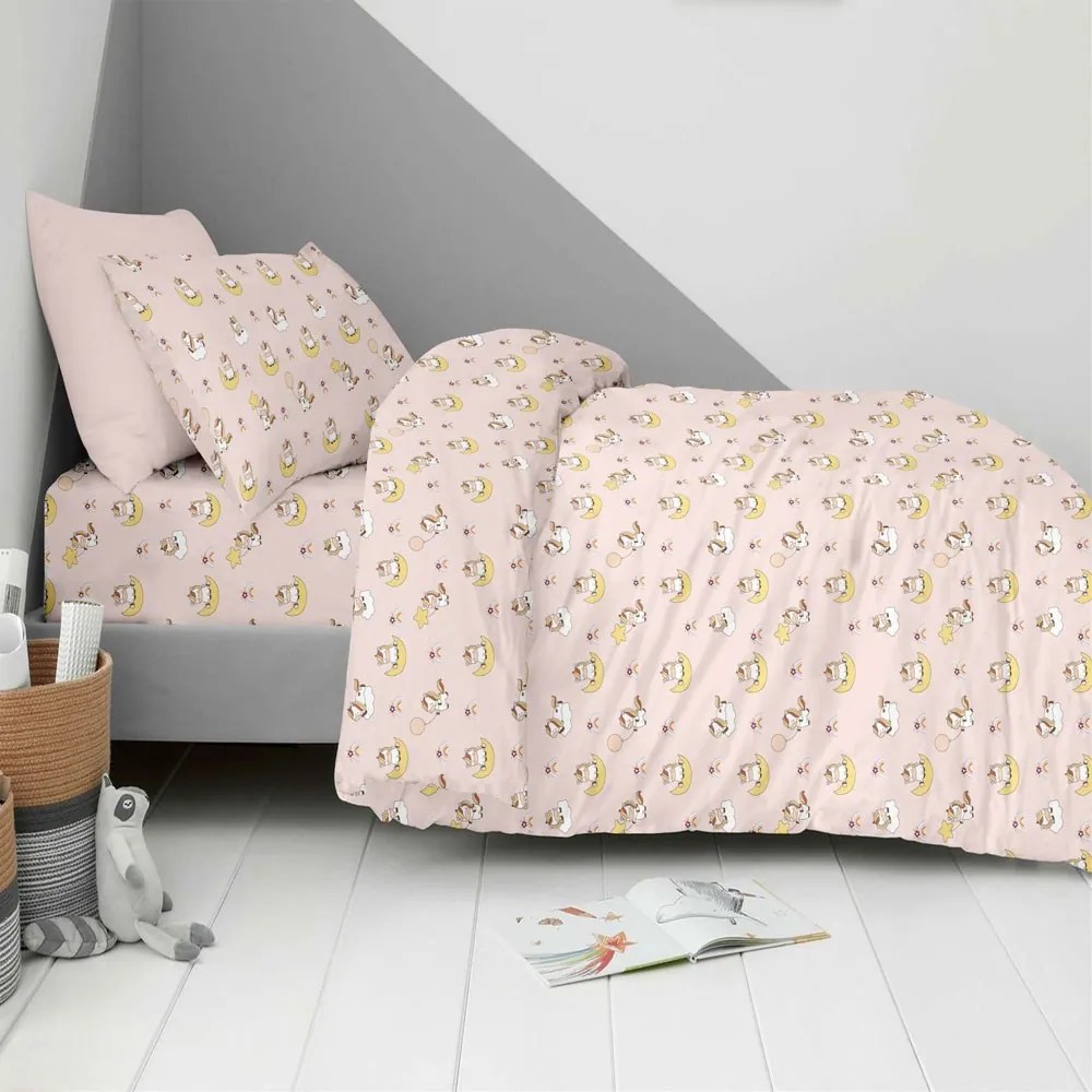 Σεντόνια Παιδικά Unicorn Balloon (Σετ 3τμχ) Pink Astron Μονό 175x260cm 100% Πενιέ Βαμβάκι