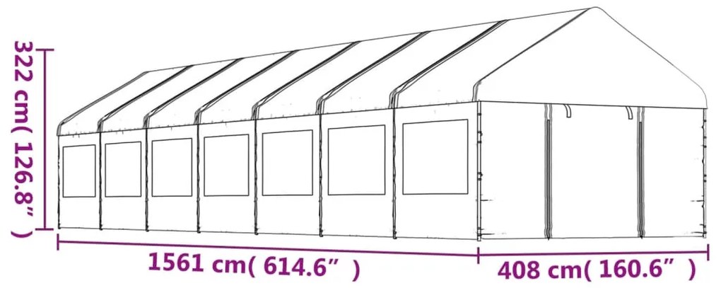 vidaXL Κιόσκι με Τέντα Λευκό 15,61 x 4,08 x 3,22 μ. από Πολυαιθυλένιο
