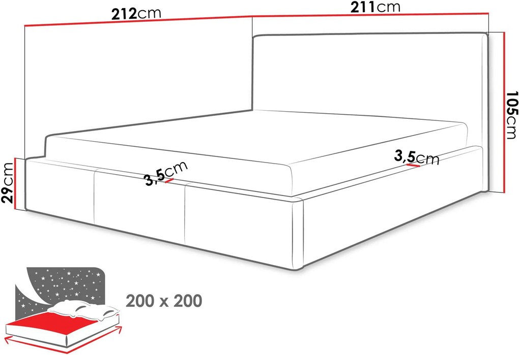 Επενδυμένο κρεβάτι Swift-Mauro-200 x 200