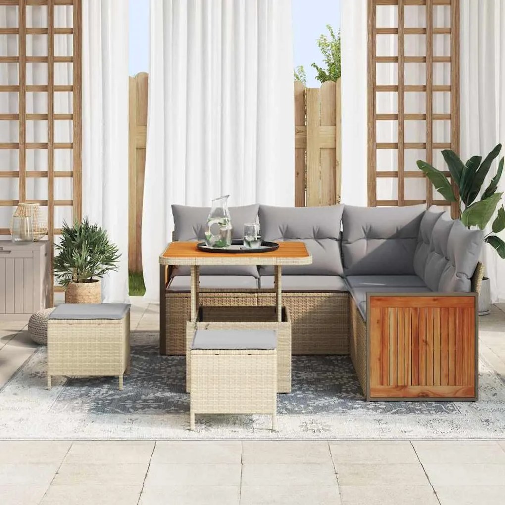 vidaXL Σετ Καναπέ Κήπου 8 pcs μπεζ και ανοιχτό γκρι 80 x 80 x 71 cm