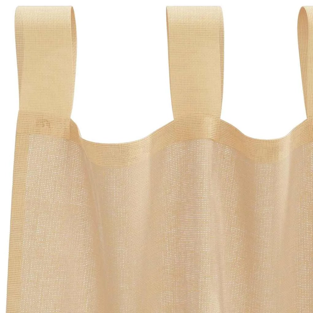 vidaXL Κουρτίνες Voile με βρόχους 2 τεμάχια Άμμος 140x140 cm