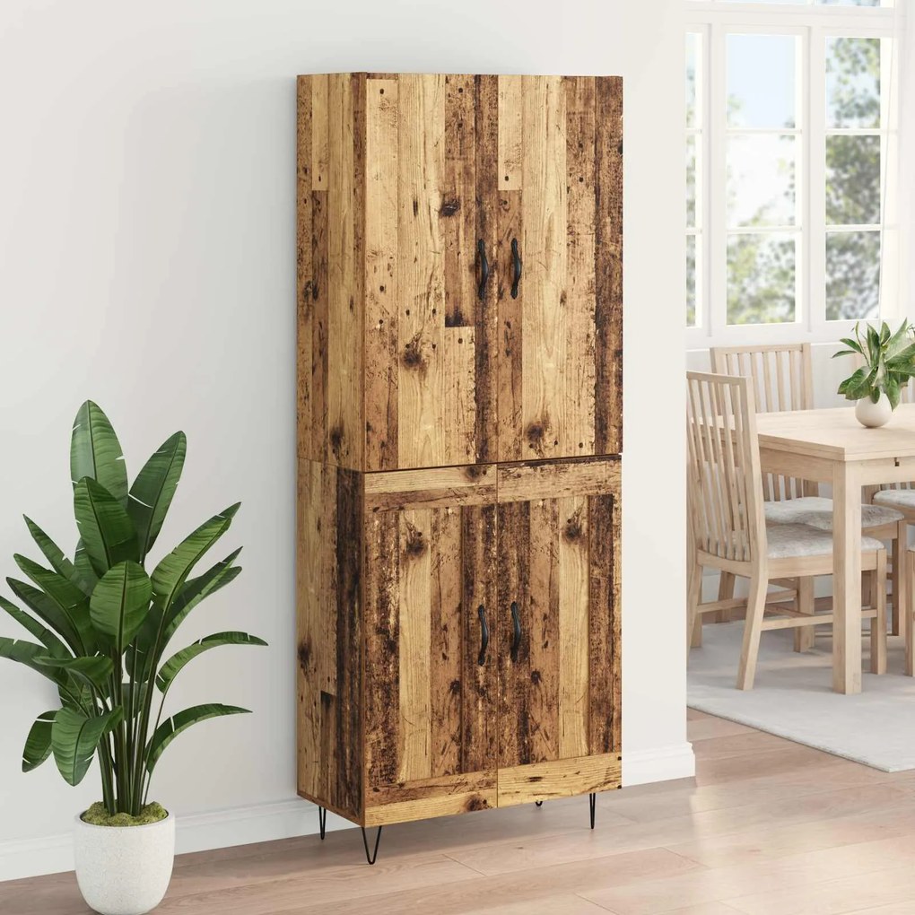 vidaXL Highboard 2 pcs Παλιό ξύλο Μηχανική ξυλεία και γυαλί