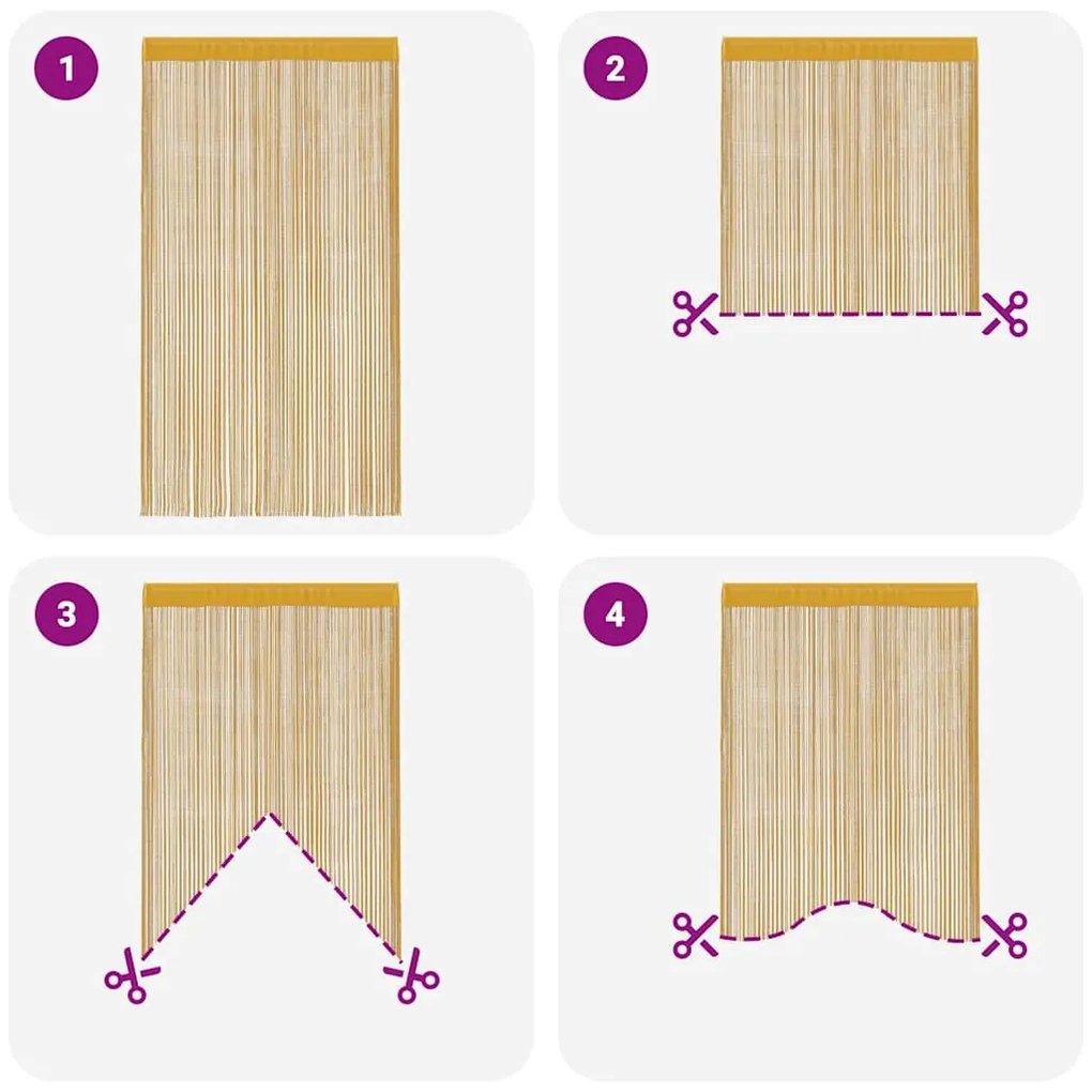Κουρτίνες String 2 τεμάχια Χρυσό 140x250 cm - Χρυσό