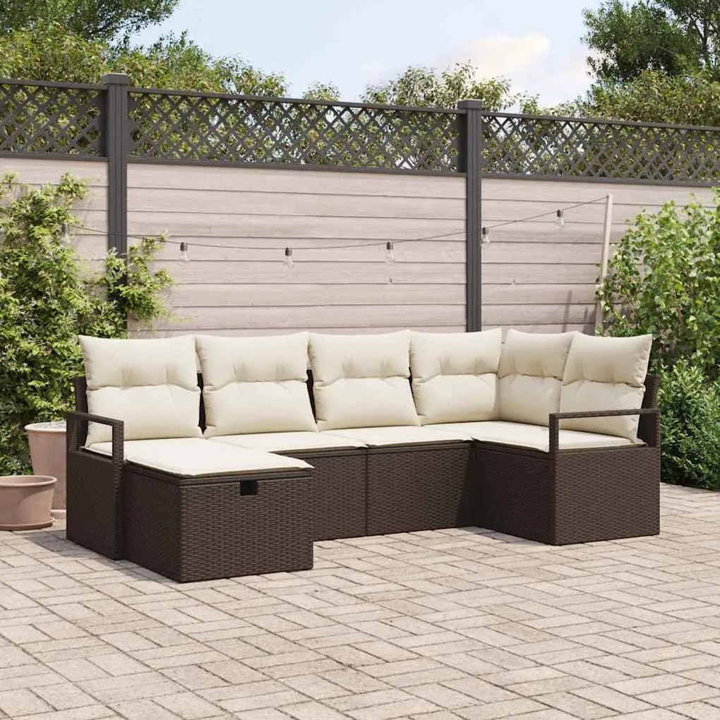 vidaXL Σετ Καναπέ Κήπου 6 pcs Καφέ και κρεμ 232 x 122 x 85 εκ.