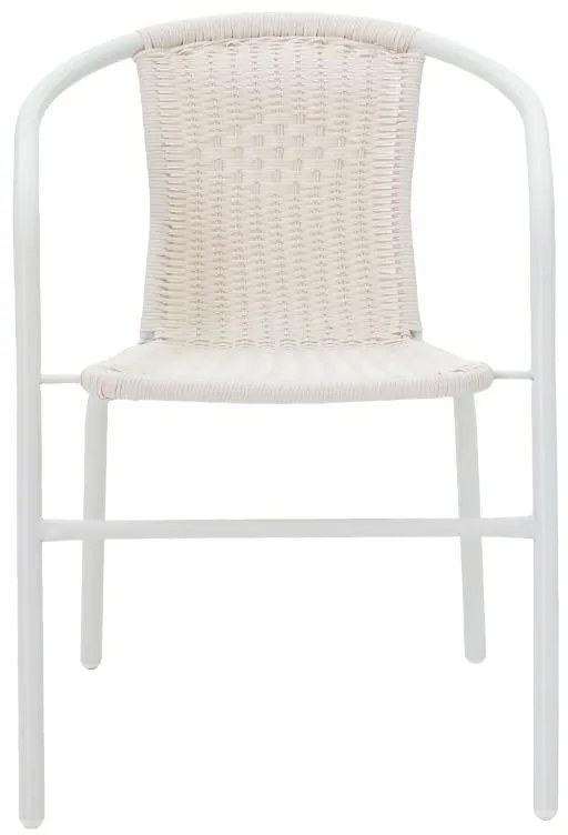 Σετ κήπου - Τραπεζαρία Watson-Obbi 3 τεμ. μέταλλο λευκό - γυαλί Φ60x70 εκ. 60x60x70 εκ.