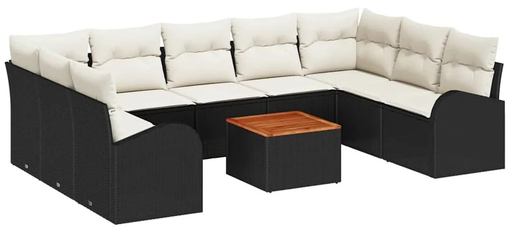 vidaXL Σετ Καναπέ Κήπου με μαξιλάρι 10 pcs Μαύρο Πολυ ράταν