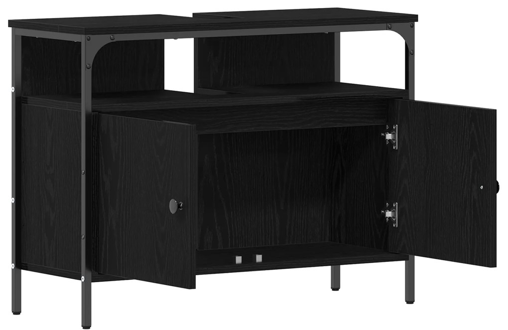 vidaXL Ντουλάπα Νιπτήρα Μαύρο Δρυς 80x30x60 εκ. Κατασκευασμένο ξύλο