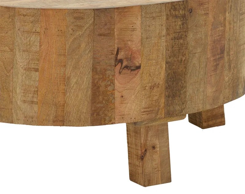 Τραπέζι σαλονιού με αποθηκευτικό χώρο Darian pakoworld μασίφ ξύλο mango καρυδί Φ90x45εκ