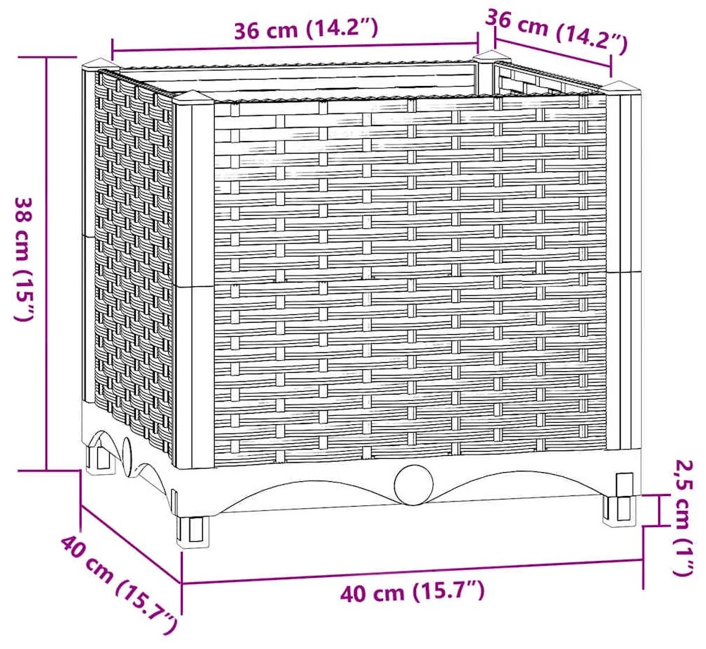 vidaXL Ζαρντινιέρα 40 x 40 x 38 εκ. από Πολυπροπυλένιο