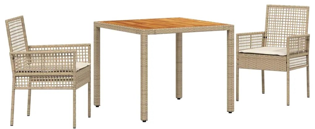 vidaXL Σέτ φαγητού για κήπο 3 pcs Μπεζ συνθετικό ρατάν