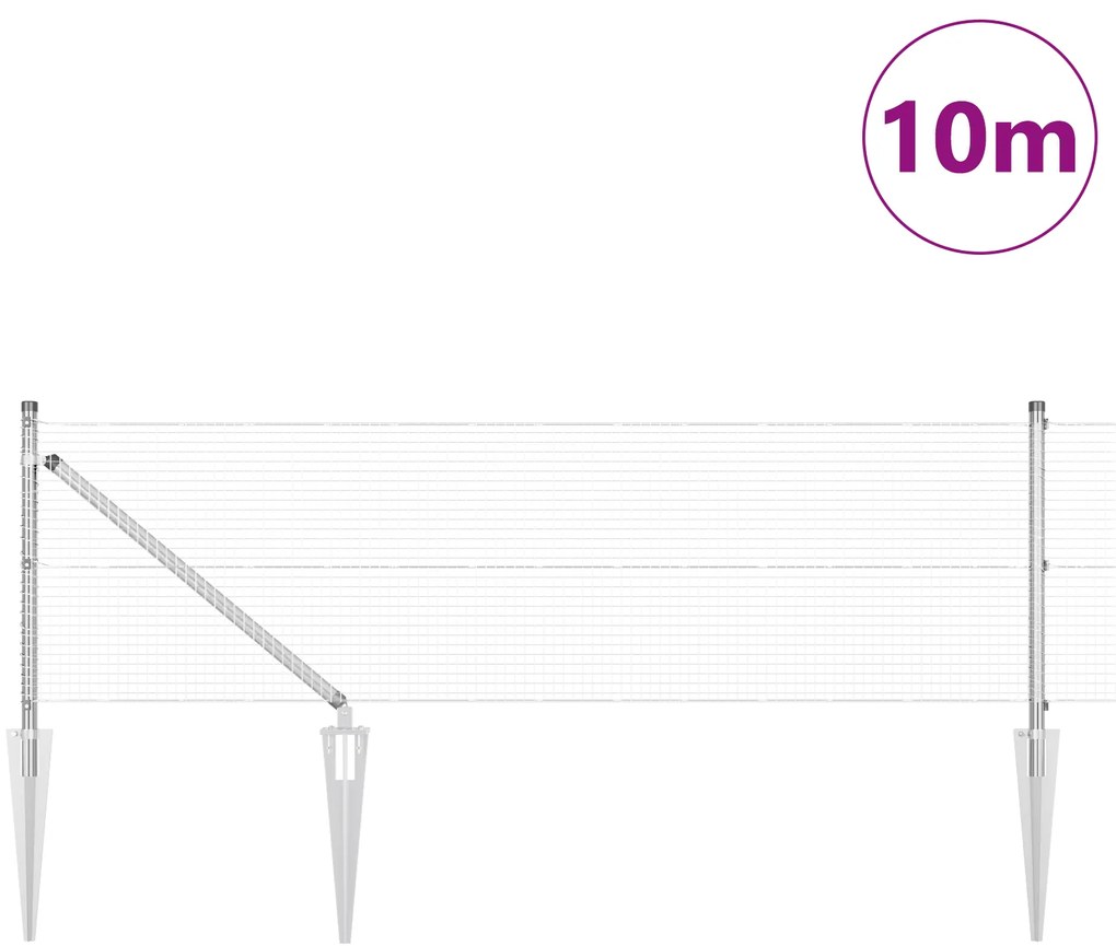 vidaXL Σετ Πασσάλων  Σετ 2 Γαλβανισμένο ατσάλι 10 x 0.5 μ Ανθεκτικό