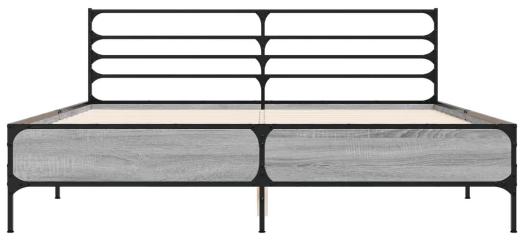 vidaXL Πλαίσιο Κρεβατιού Γκρι Sonoma 150x200 εκ. Επεξ. Ξύλο & Μέταλλο