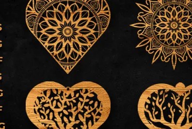 Intra απο ξύλο plywood 3mm-4mm πάχος Διακοσμητικά 3D Heart Mandala &amp; Tree Heart Δίασταση 30x30 cm INTRAFABR-90441146