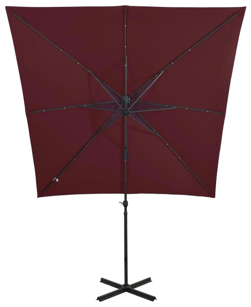 Ομπρέλα Κρεμαστή με Ιστό και LED Κόκκινη 250 εκ. - Κόκκινο