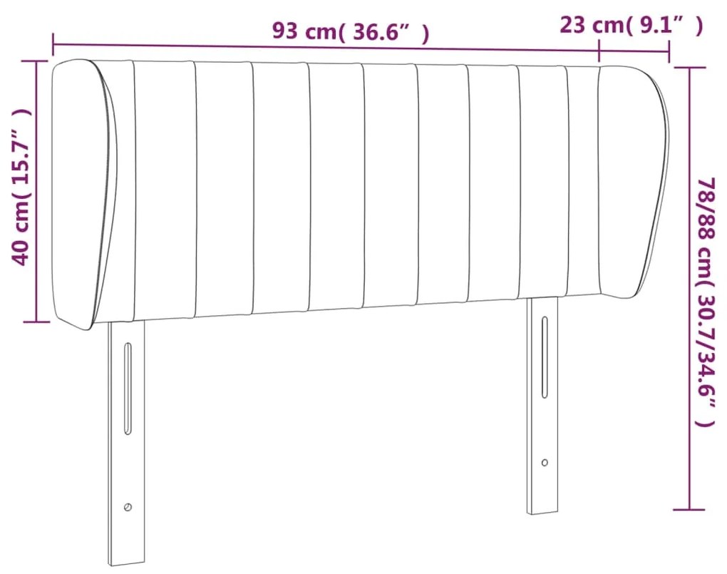 Κεφαλάρι με Πτερύγια Κρεμ 93x23x78/88 εκ. Υφασμάτινο 3117369