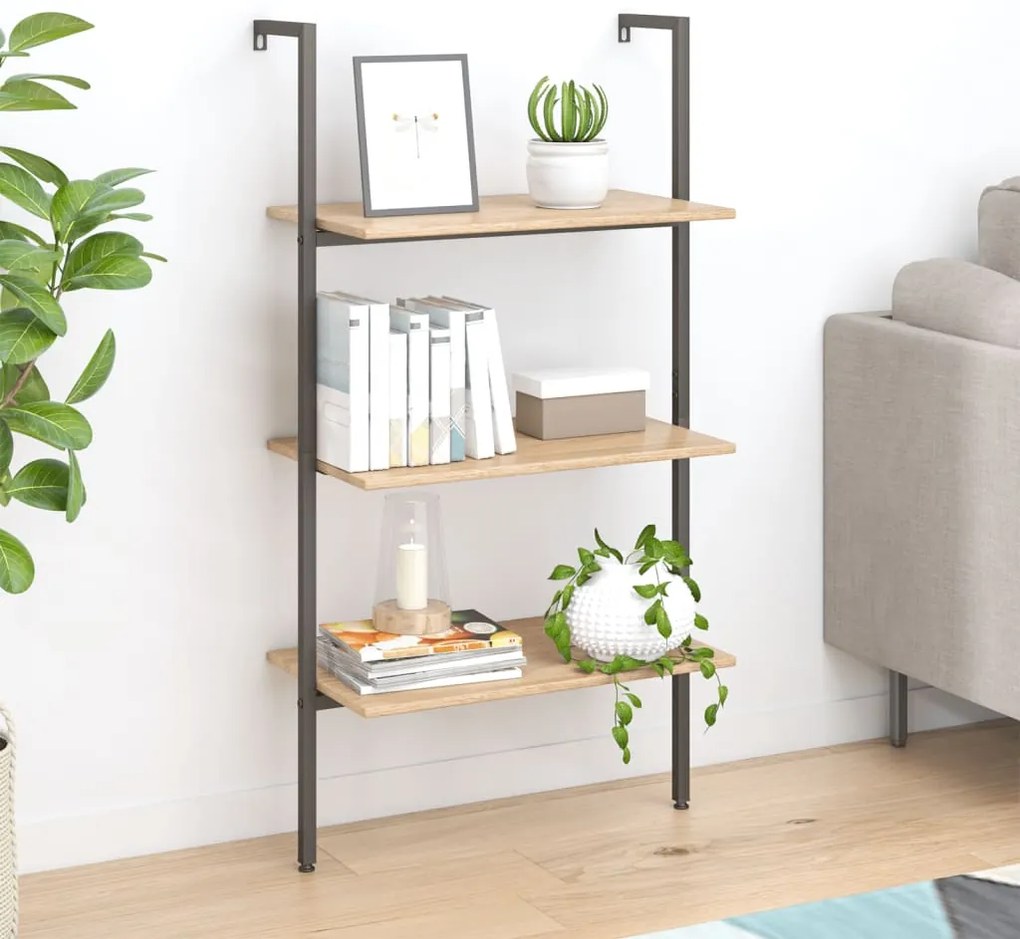 vidaXL Ραφιέρα Κεκλιμένη 3 Επιπέδων Αν. Καφέ &amp; Μαύρο 64x35x120,5εκ.