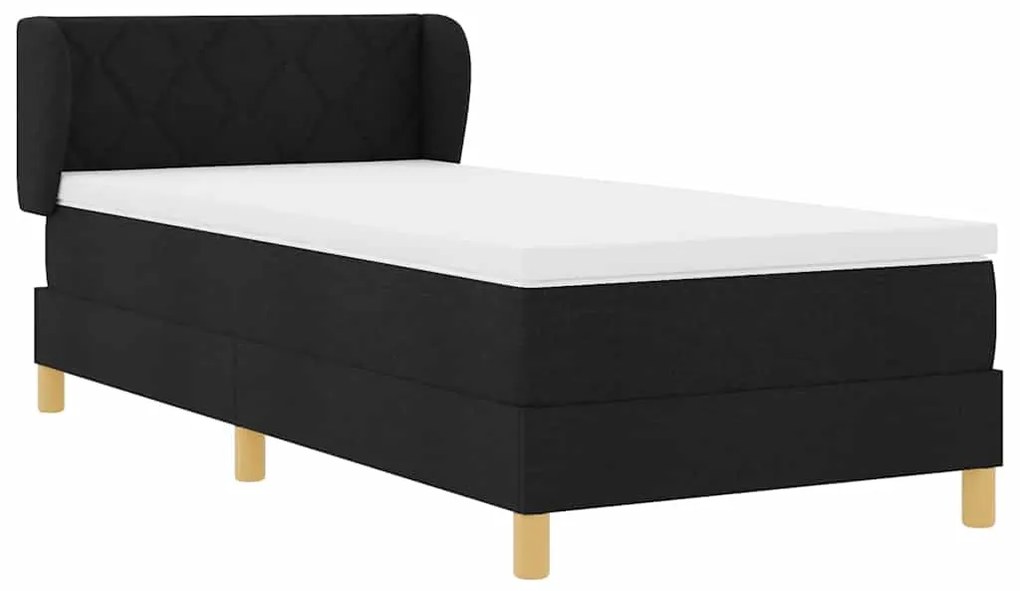 vidaXL Κρεβάτι με ελατήρια με στρώμα Μαύρο 90 x 190 cm ύφασμα