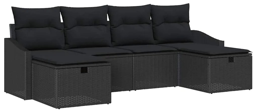 vidaXL Σετ Καναπέ Κήπου 6 pcs Μαύρο 55 x 62 x 69 εκ Πολυ ράταν