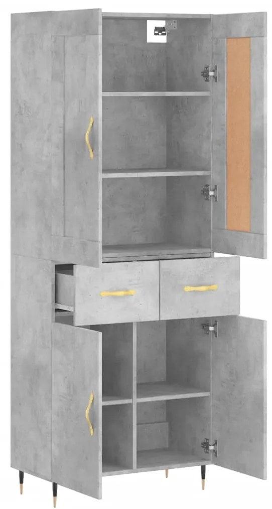 vidaXL Ντουλάπι Γκρι Σκυροδέματος 69,5x34x180 εκ. Επεξεργασμένο Ξύλο