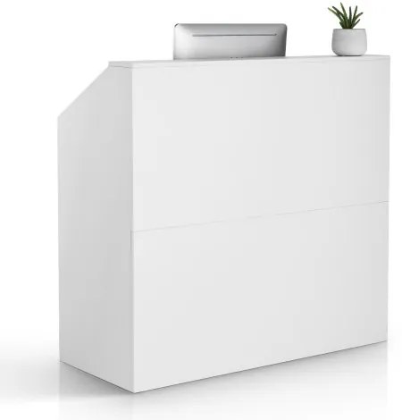 VEVOR Reception Desk Rectangular Front Counter Table 46.46 in White Office Table