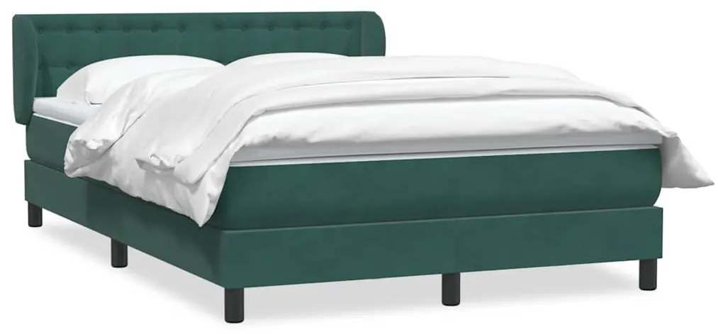 vidaXL Κρεβάτι Boxspring με Στρώμα Σκούρο Πράσινο 160x210εκ. Βελούδινο