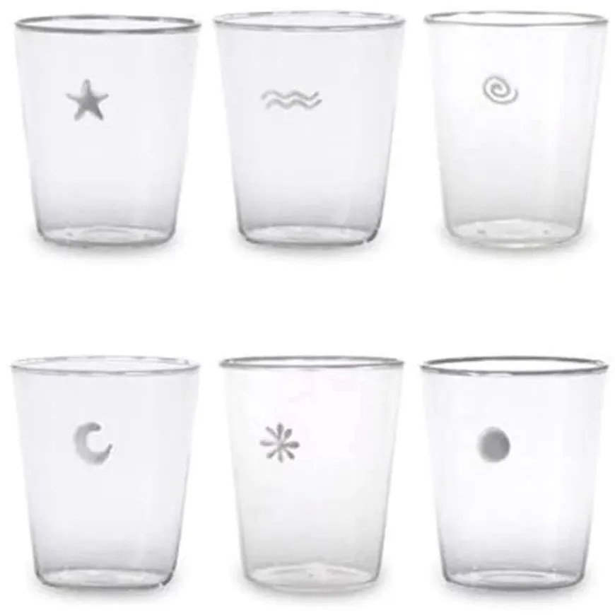Ποτήρι Symbols (Σετ 6Τμχ) SY00199 400ml Clear-Silver Zafferano Glass