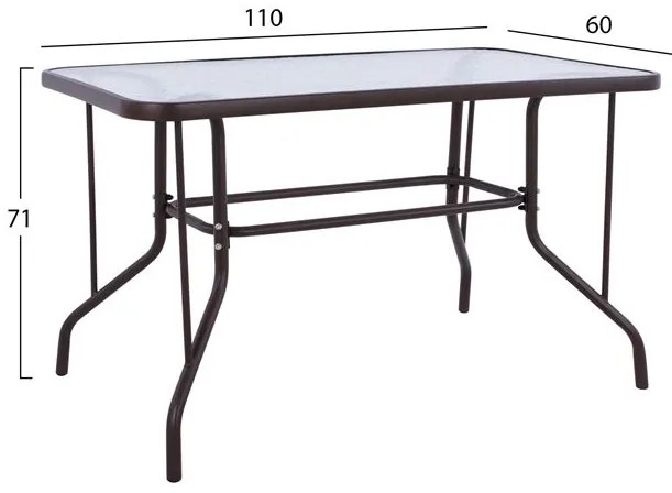 ΤΡΑΠΕΖΙ ADAM HM5020.02 ΜΕΤΑΛΛΙΚΟ ΚΑΦΕ ΜΕ ΓΥΑΛΙΝΗ ΕΠΙΦΑΝΕΙΑ 110Χ60Χ71Υεκ.