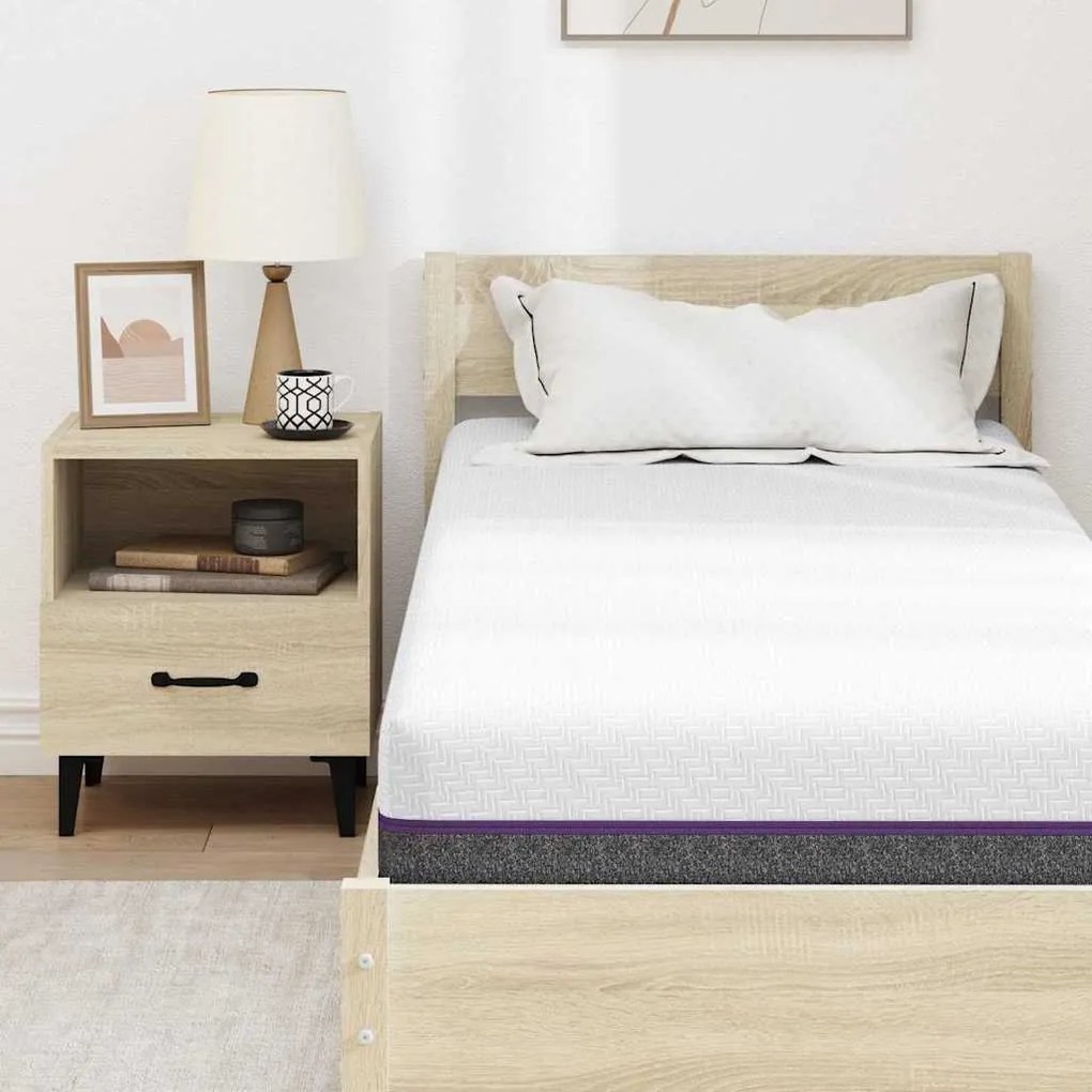 vidaXL Στρώμα Λευκό και Γκρι 80 x 200 cm Αφρός Μνήμης