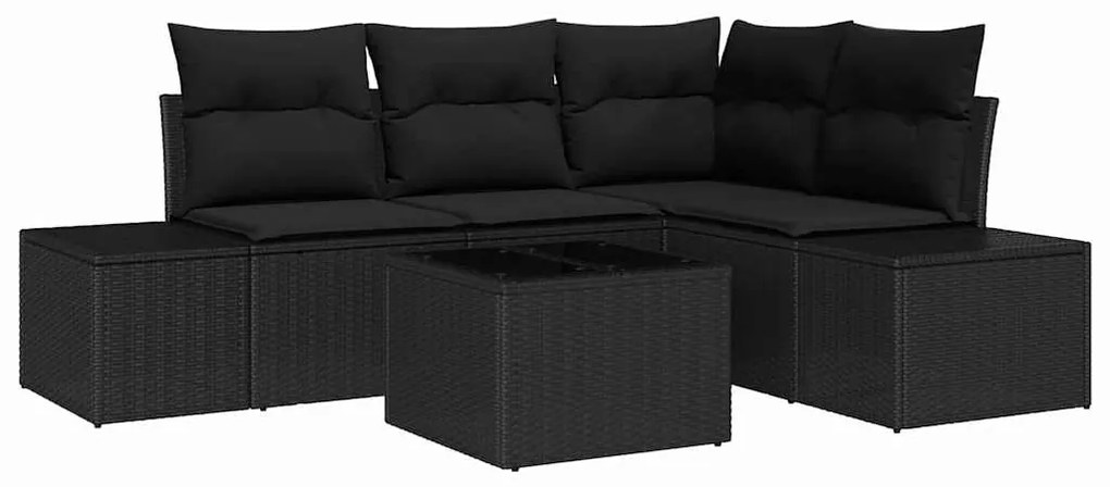 vidaXL Σετ Καναπέ Κήπου 5 pcs Μαύρο Πολυ ράταν