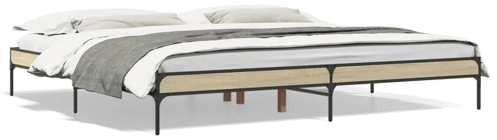 vidaXL Πλαίσιο Κρεβατιού Sonoma Δρυς 200x200 εκ. Επεξ. Ξύλο &amp; Μέταλλο