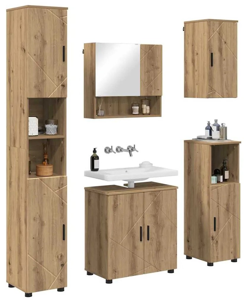 vidaXL Σετ Επίπλων Μπάνιου 5 pcs artisan δρυς 61 x 35 x 64 εκ.
