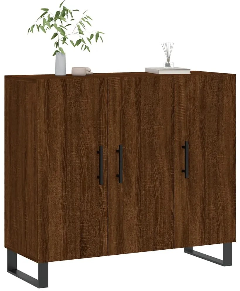 vidaXL Ντουλάπι Καφέ Δρυς 90 x 34 x 80 εκ. από Επεξεργασμένο Ξύλο