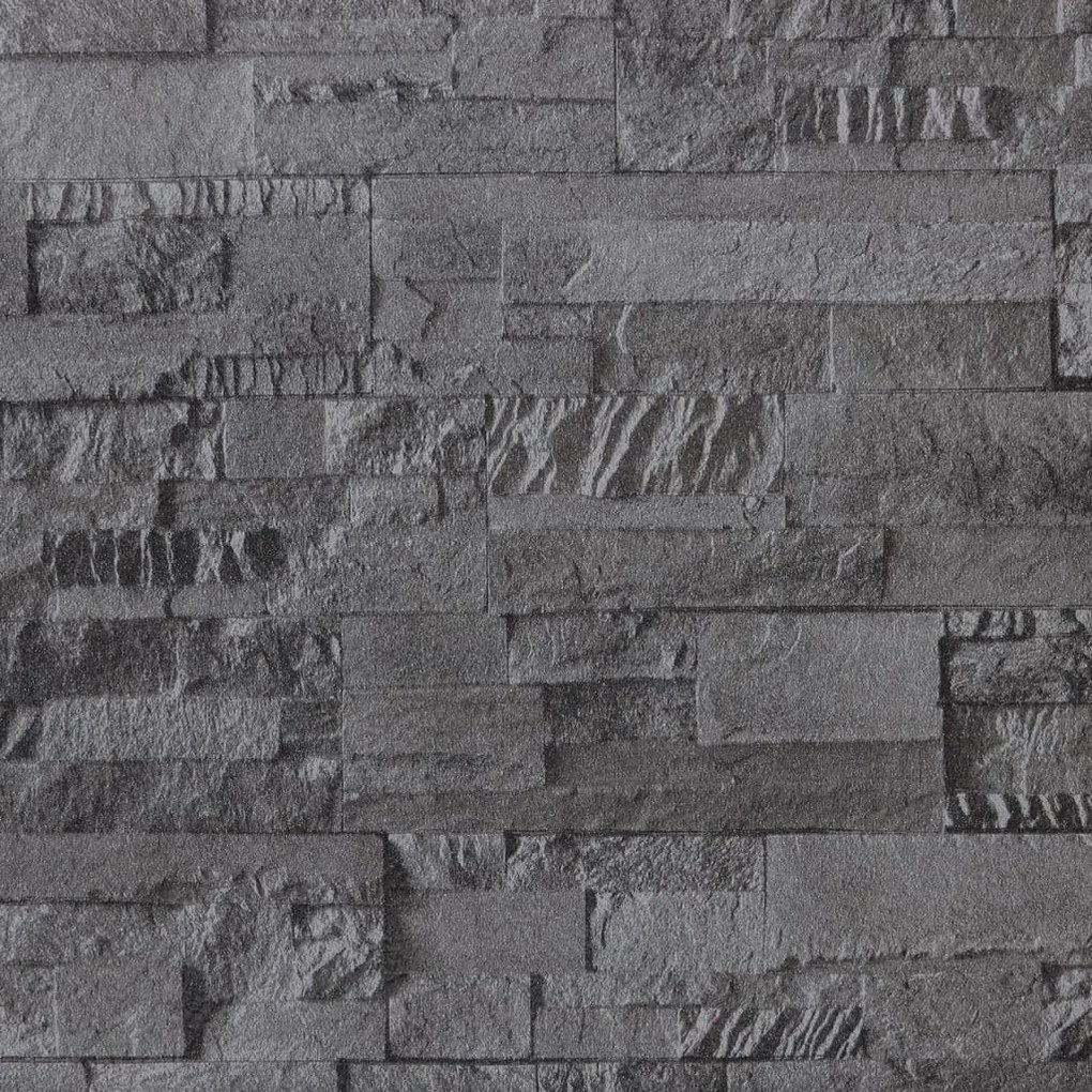 vidaXL Ταπετσαρία 3D με Σχέδιο Πέτρας Μαύρη 10x0,53μ Non-woven