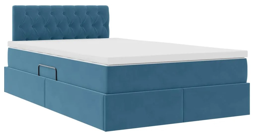 vidaXL Κρεβάτι Αποθήκης με στρώμα Σκούρο Μπλε 120 x 200 cm Βελούδο