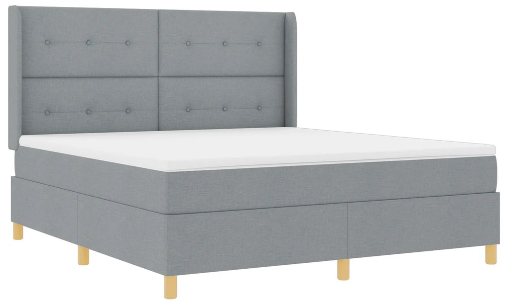 vidaXL κρεβάτι Box Spring με στρώμα γκρι φωτεινό 180x200 εκ. υφάσματος